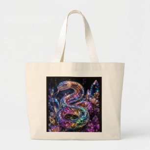 Luxe Kristallen Slang Zwarte Goud Glamour Grote Tote Bag
