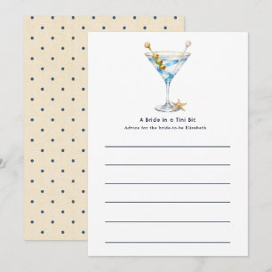 Luxe Kust Blauwe Martini Bachelorette Advieskaart
