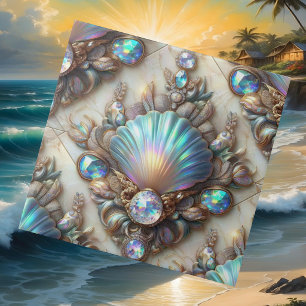 Luxe Kustdecoratie Diamanten en Schelpen Tegeltje
