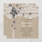 Luxe Lace Floral Burlap Faire-part de mariage (Devant / Derrière)