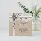 Luxe Lace Floral Burlap Faire-part de mariage (Debout devant)