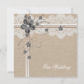 Luxe Lace Floral Burlap Faire-part de mariage (Dos)
