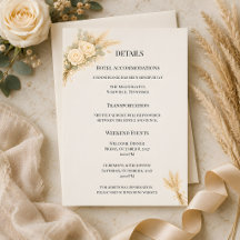 Luxe Landelijke Roos Details Kaart met Pampas Gras