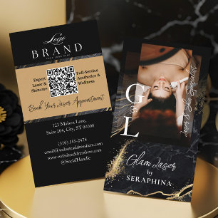 Luxe Laser & Huidtechnicus Black Goud Agaat Visitekaartje