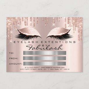 Luxe Lashes Roos Sparkly Makeup Certificate Cadeau Kaart