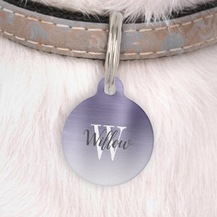 Luxe Lavendel Ombre Geborsteld Metaal Monogram Huisdierpenning