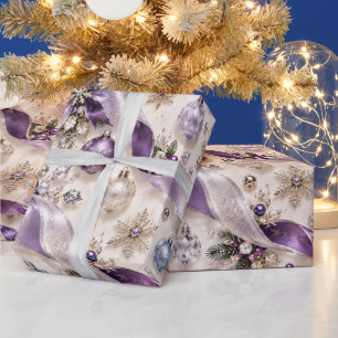 Luxe Lavendel Paarse Kerstlinten Cadeaupapier