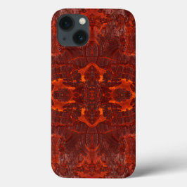 Luxe lederen getextureerd goudbruin patroon iPhone 13 hoesje