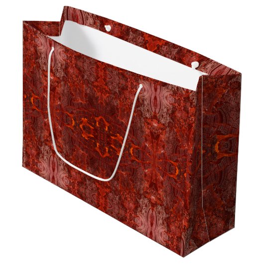 Luxe lederen getextureerd goudbruin patroon groot cadeauzakje (Voorkant Gekanteld)