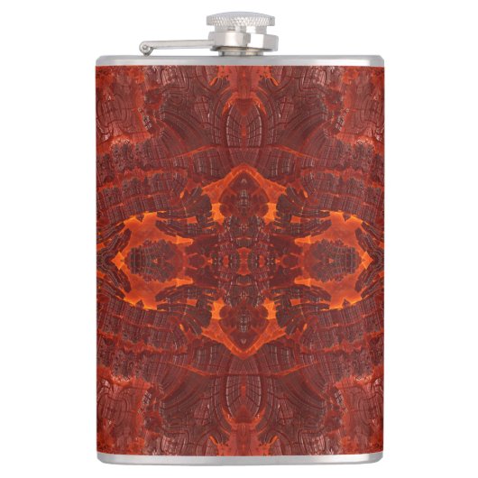 Luxe lederen getextureerd goudbruin patroon heupfles (Voorkant)