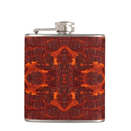 Luxe lederen getextureerd goudbruin patroon heupfles (Voorkant)