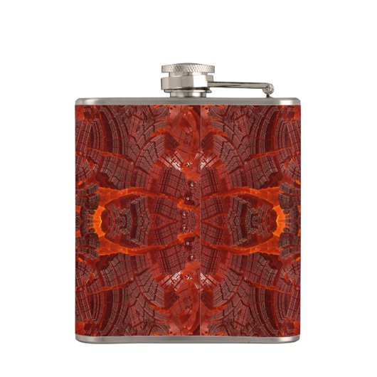 Luxe lederen getextureerd goudbruin patroon heupfles (Achterkant)