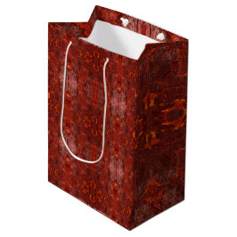Luxe lederen getextureerd goudbruin patroon medium cadeauzakje