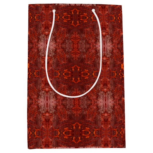 Luxe lederen getextureerd goudbruin patroon medium cadeauzakje (Voorkant)