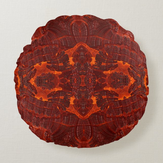 Luxe lederen getextureerd goudbruin patroon rond kussen (Voorkant)