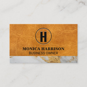 Luxe Leer Marmeren Afwerking Monogram Visitekaartje