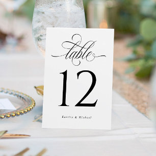 Luxe legant Calligraphy Weddengement Table Number Kaart