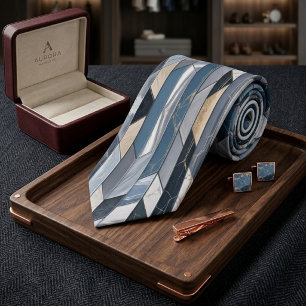 Luxe Leiste Blau Marmer Geometrische Mozaïek Stropdas