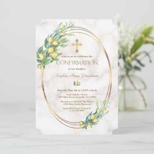 Luxe Lemon Branches Gold Cross-bevestiging Kaart (Staand voorkant)