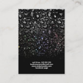 Luxe leopard Glitter Silver-draagkaarten Visitekaartje (Achterkant)