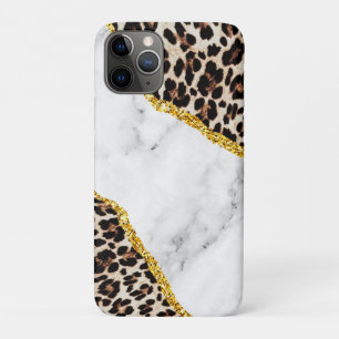 Luxe leopard Interior Marble Stone Glitter Beach iPhone 11 Pro Hoesje