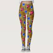 Luxe Leopard met bloemen Print Leggings (Voorkant)