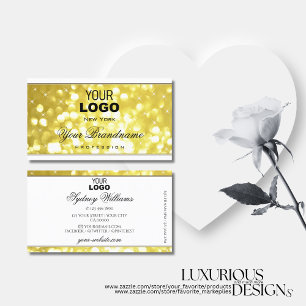 Luxe Licht Golden Glitter Sterren en Logo Wit Visitekaartje