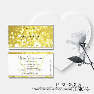 Luxe Licht Gouden Glitter Sterren Initialen Wit Visitekaartje