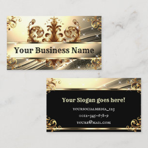 Luxe lichtgouden zwarte chique Royal Glam Ornament Visitekaartje