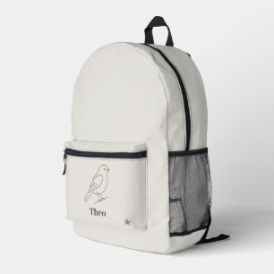 Luxe Lijn Kunst Vogel Kinderen Gepersonaliseerde N Bedrukte Rugzak