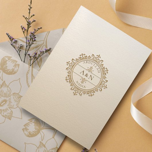 Luxe Lijst Islamitische bruiloft Monogram Kaart