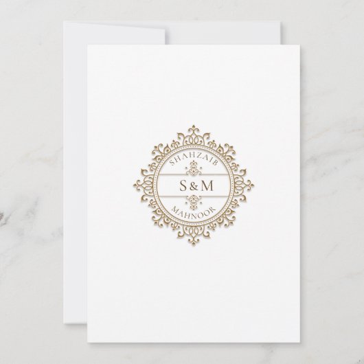 Luxe Lijst Islamitische bruiloft Monogram Kaart (Achterkant)
