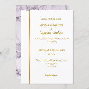 LUXE LILAC MARBLE OR FAIRE-PART DE MARIAGE