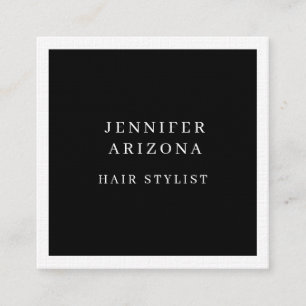 Luxe Linen Plain Black & White Modern minimalist Vierkante Visitekaartje