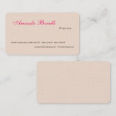 Luxe Linnen Champagne Roze Plain Minimalist Visitekaartje (Voorkant / Achterkant)