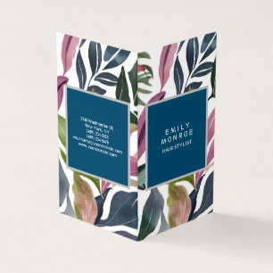 Luxe linnen effen moderne minimalistische bloemen visitekaartjes