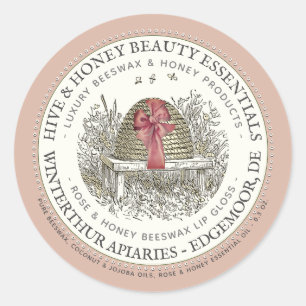 Luxe Lip Gloss Label Roos Roze met Skep en Bow