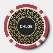 Luxe luipaard zwart goud naam poker chips (Achterkant)