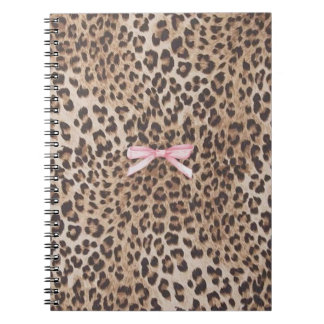 Luxe luipaardnotitieboek met roze strik notitieboek