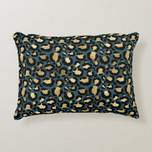 Luxe Luipaardvlekken Donkerblauw Wilde Glamour Accent Kussen