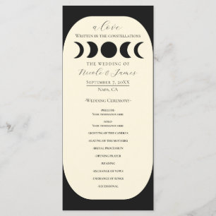 Luxe Maanfase Huwelijksprogramma Zwart Crème Menu