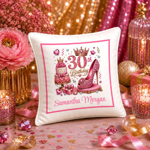 Luxe Magenta Or Doré Pailleté Coussin 30e Annivers