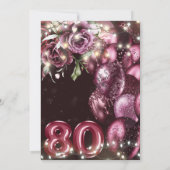 Luxe magenta wijn volwassen 80e verjaardag kaart (Achterkant)