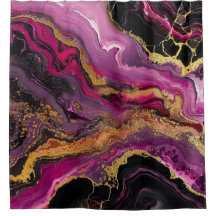 Luxe Magenta Zwarte Agate Gouden Glitter Marmer
