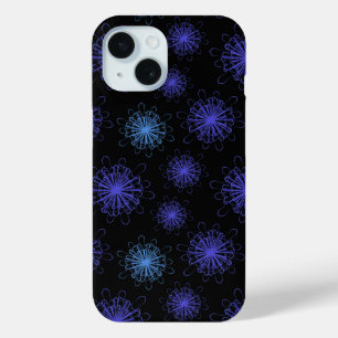 Luxe Magisch Blauw Paarse Bloemen Zwart Abstract K