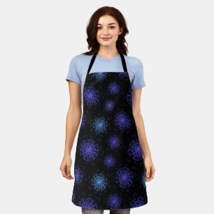 Luxe Magisch Blauw Paarse Bloemen Zwart Abstract K Schort
