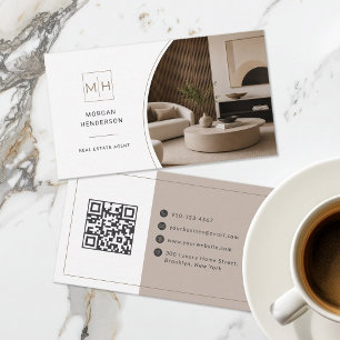 Luxe Makelaar Eigendomsfoto QR-code Visitekaartje