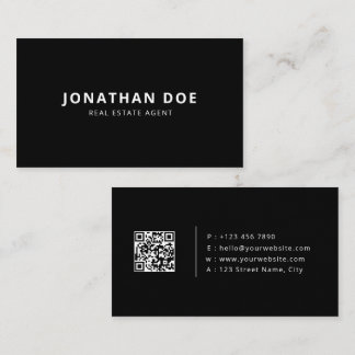 Luxe Makelaar Elegante Zwarte QR-code  Visitekaartje