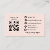 Luxe makelaar Navy Blush Foto QR-code Visitekaartje (Achterkant)