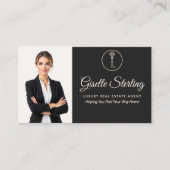 Luxe makelaar witte foto QR-code Visitekaartje (Voorkant)